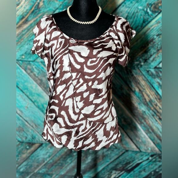 New Directions Animal-Like Brown Print Layered Ruffles Size Small EPC - Picture 2 of 7